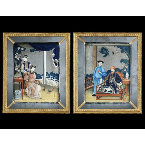A Pair of George III Period Chinese export mirror Paintings